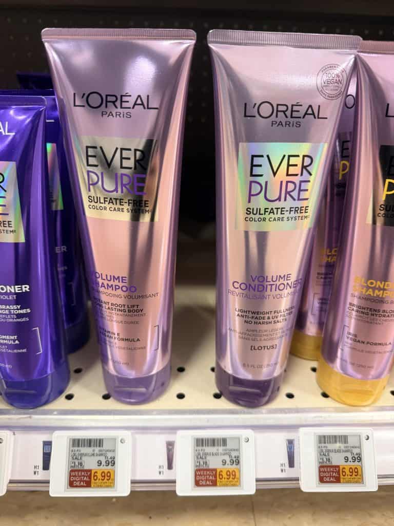 L'oreal Paris EverPure Shampoo  and Conditioner Kroger Shelf Image