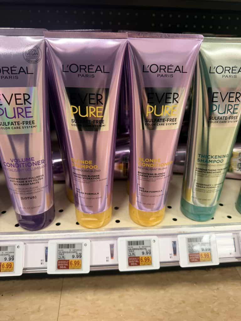 L'oreal Paris EverPure Shampoo  and Conditioner Kroger Shelf Image
