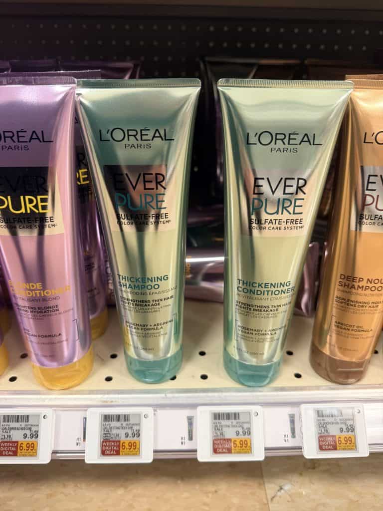 L'oreal Paris EverPure Shampoo  and Conditioner Kroger Shelf Image