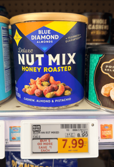 Blue Diamond Deluxe Nut Mix Kroger Shelf Image