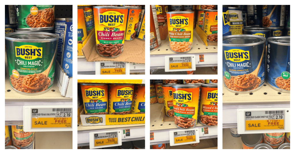 Bush's Chili Beans and Chili Magic Kroger shelf image