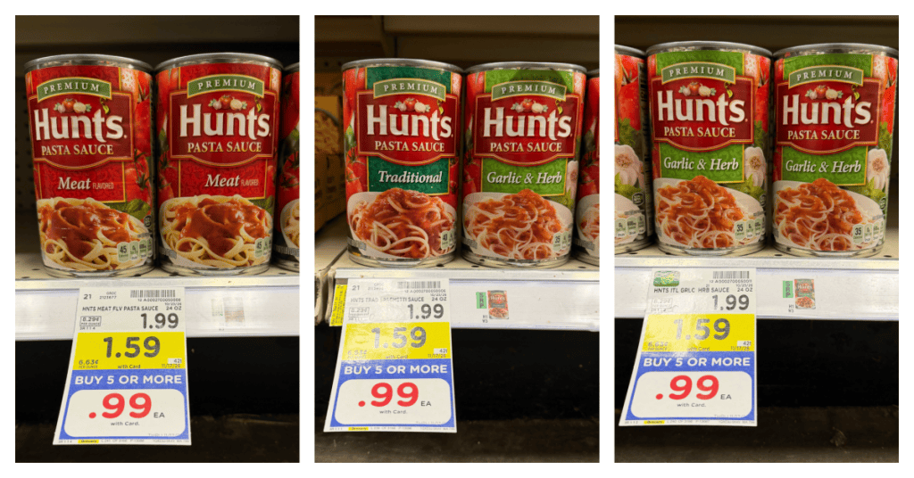Hunt's Pasta Sauces Kroger Shelf Image