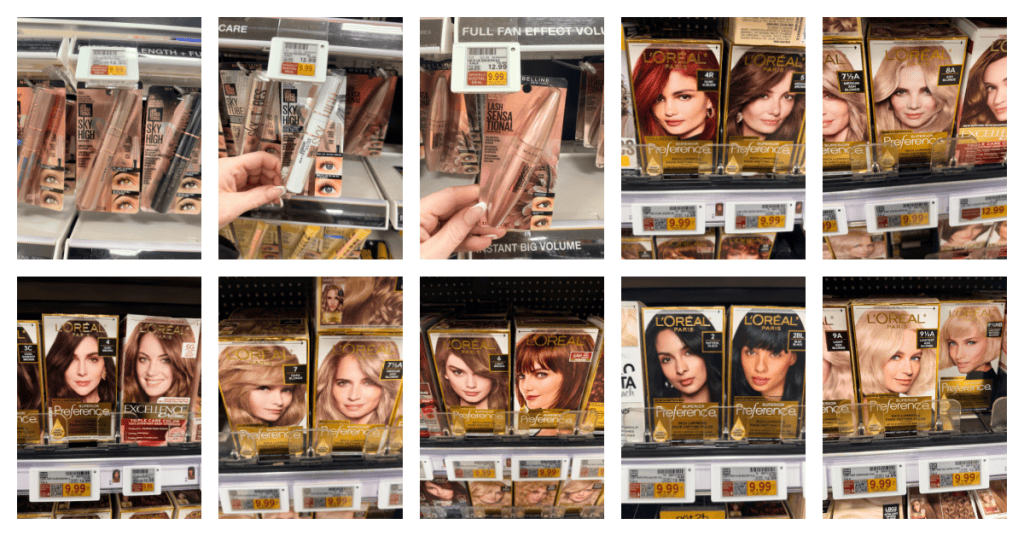 L'Oreal Paris Hair Color and Maybelline Mascara Kroger Shelf Image