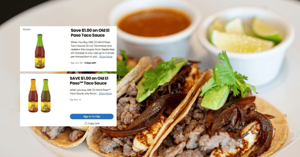 Old El Paso Taco Sauce kroger digital coupon