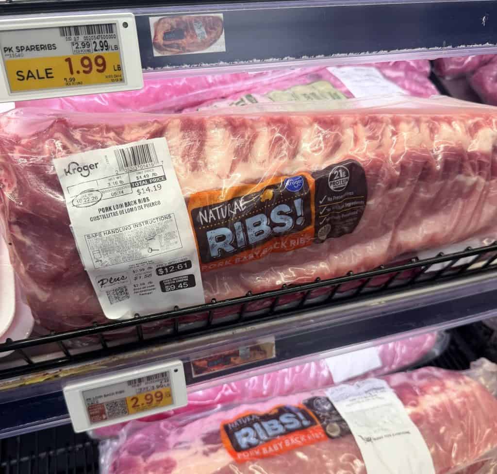 kroger pork back ribs shelf image