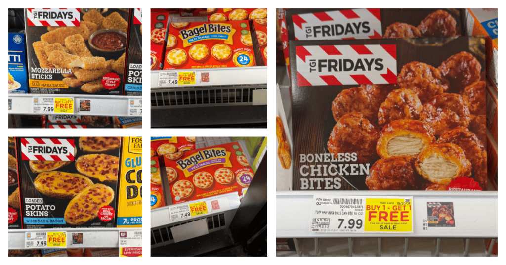 TGI Fridays and Bagel Bites bogo Kroger shelf image