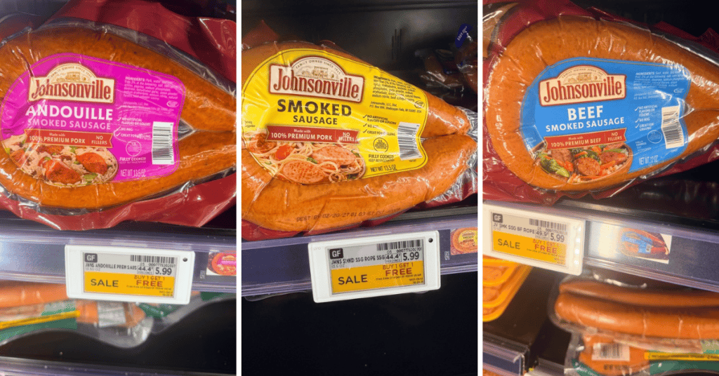 johnsonville smoked sausage kroger shelf image