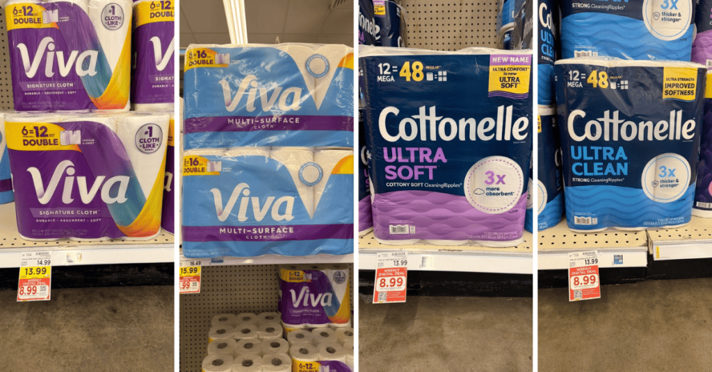 viva and cottonelle kroger shelf image