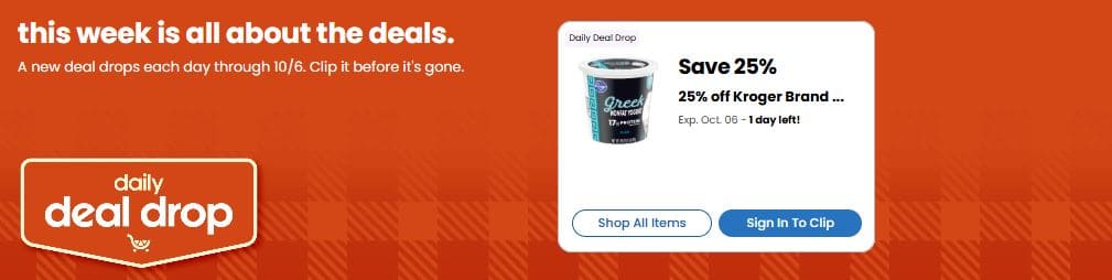 daily deal drop kroger coupon