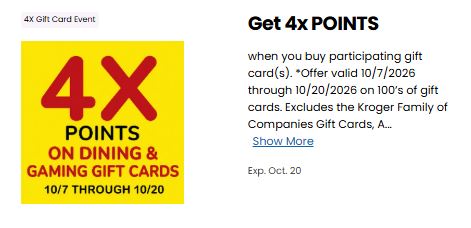 dining and gaming gift cards kroger