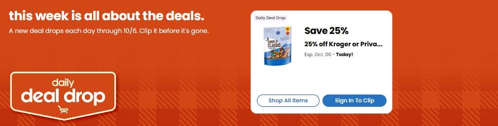 kroger daily deal drop digital coupon