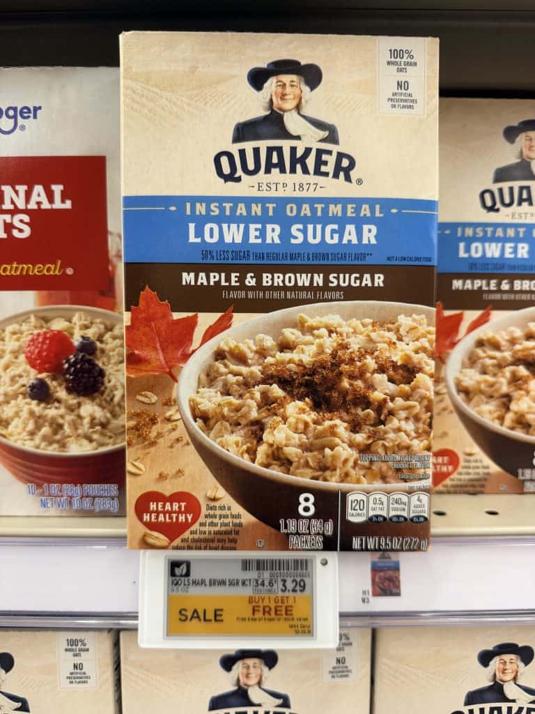 quaker instant oatmeal kroger shelf image (2)