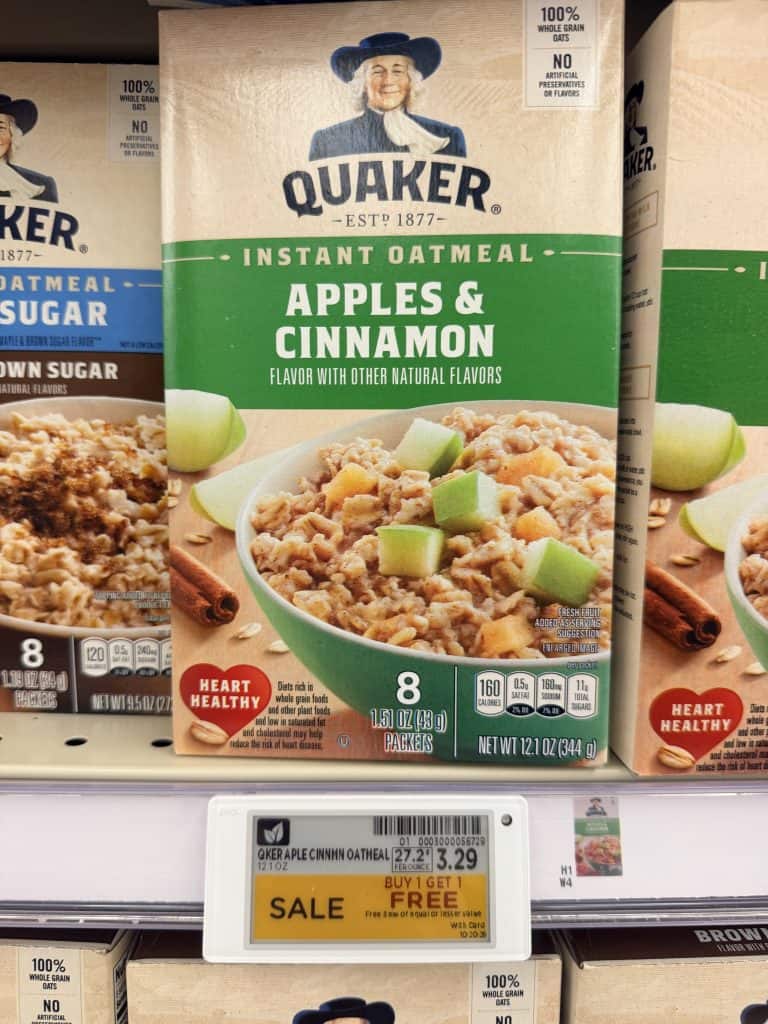 quaker instant oatmeal kroger shelf image (2)