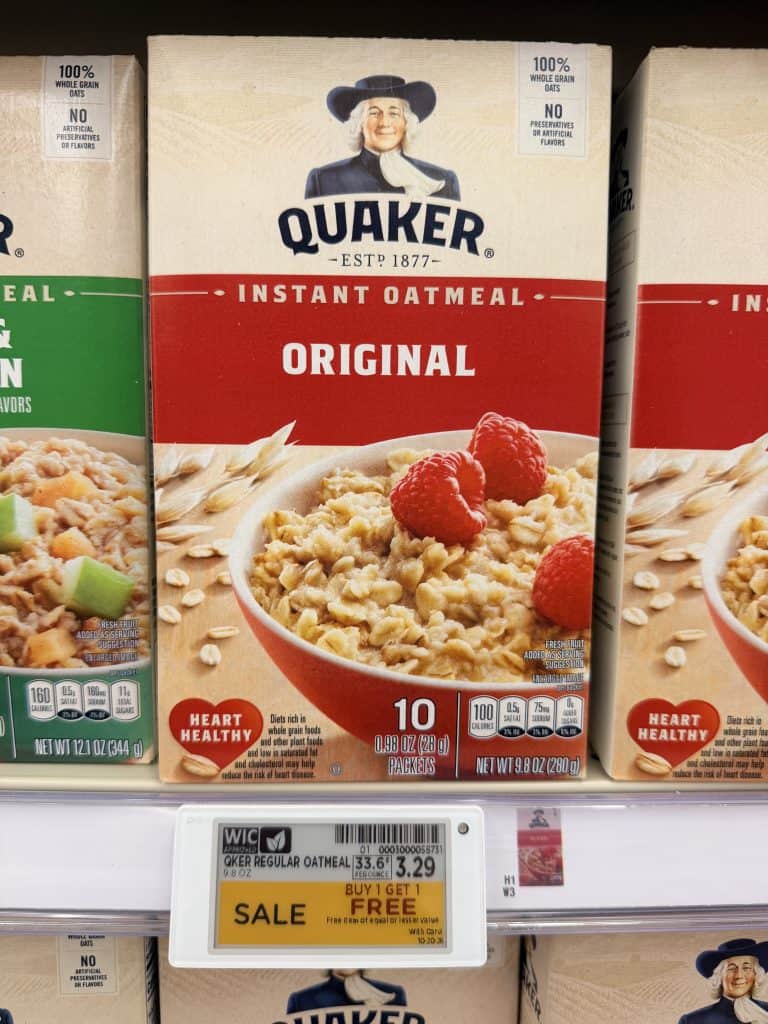 quaker instant oatmeal kroger shelf image (2)