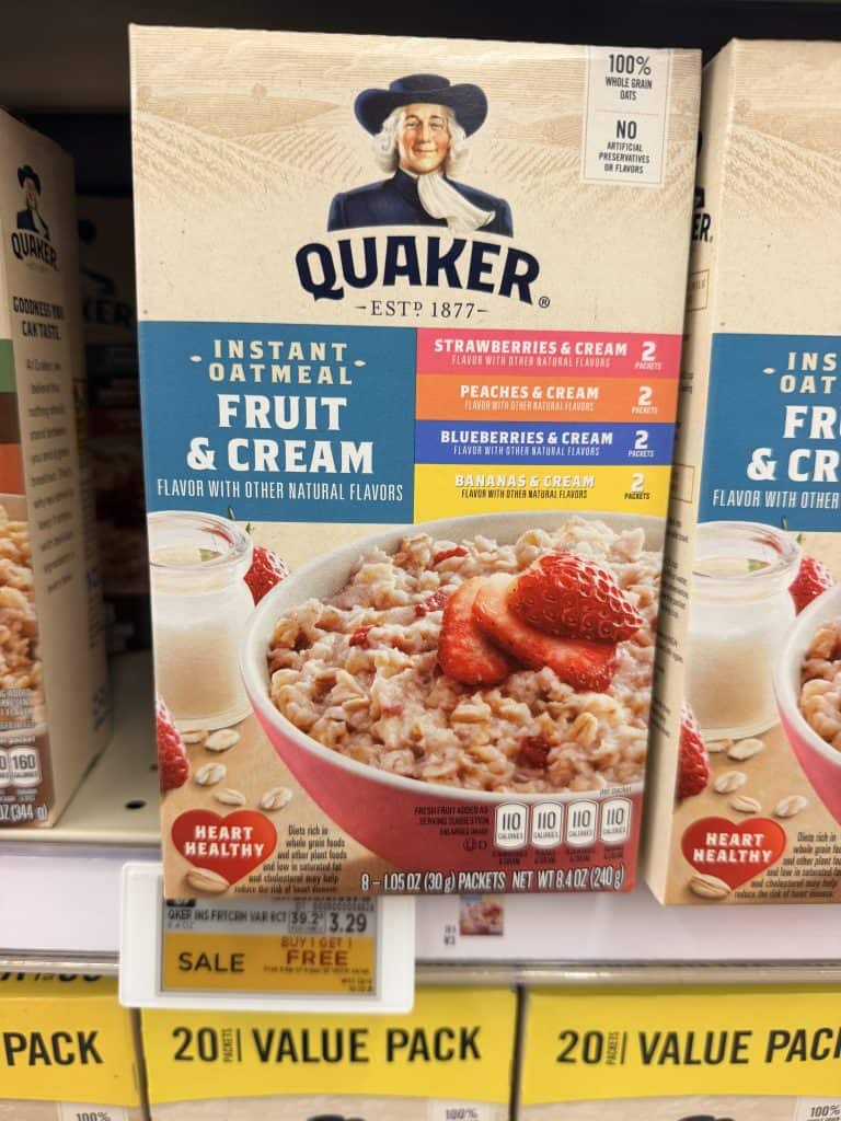 quaker instant oatmeal kroger shelf image (2)