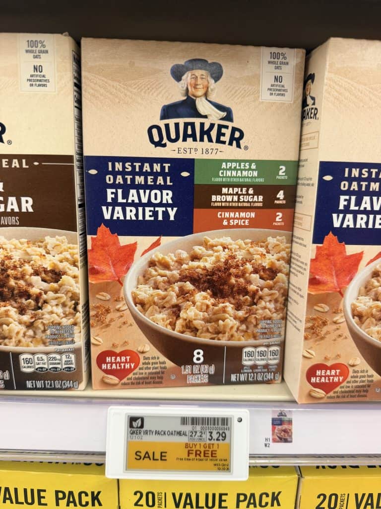 quaker instant oatmeal kroger shelf image (2)