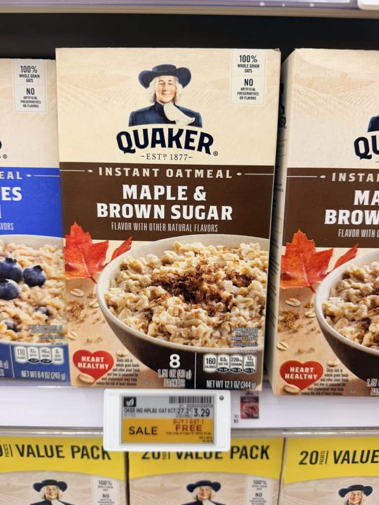 quaker instant oatmeal kroger shelf image (2)