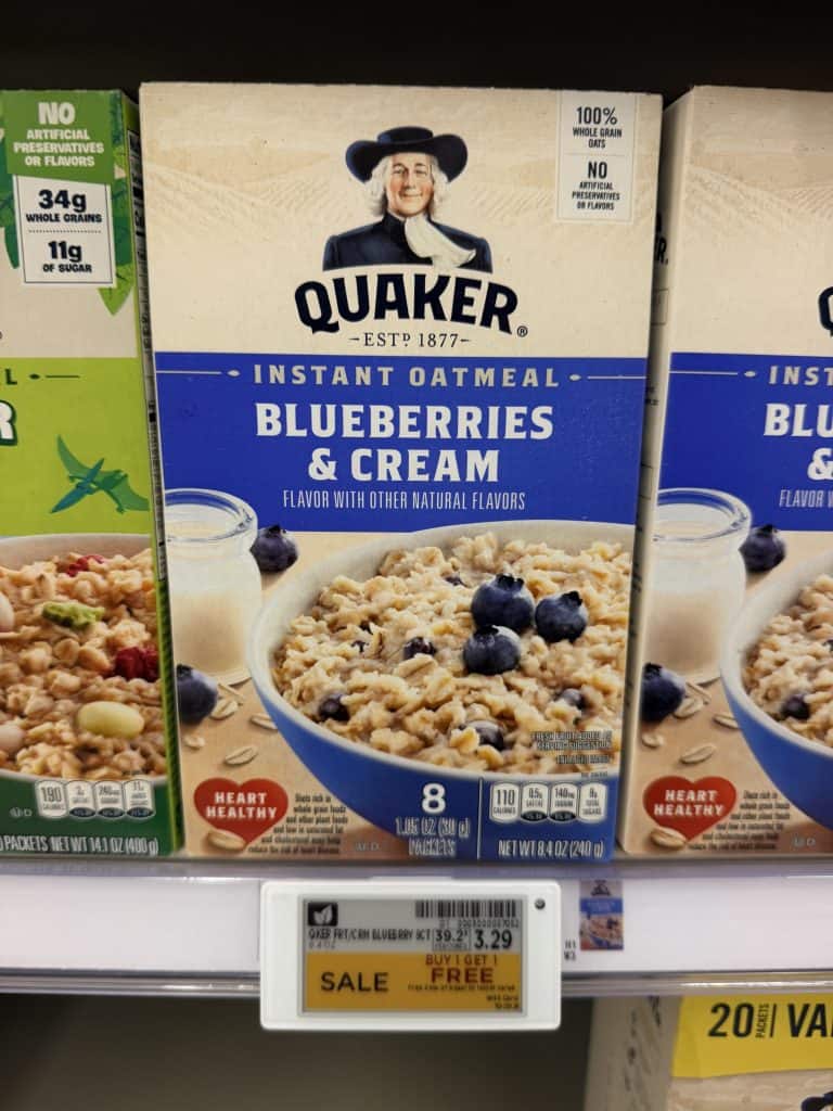 quaker instant oatmeal kroger shelf image (2)